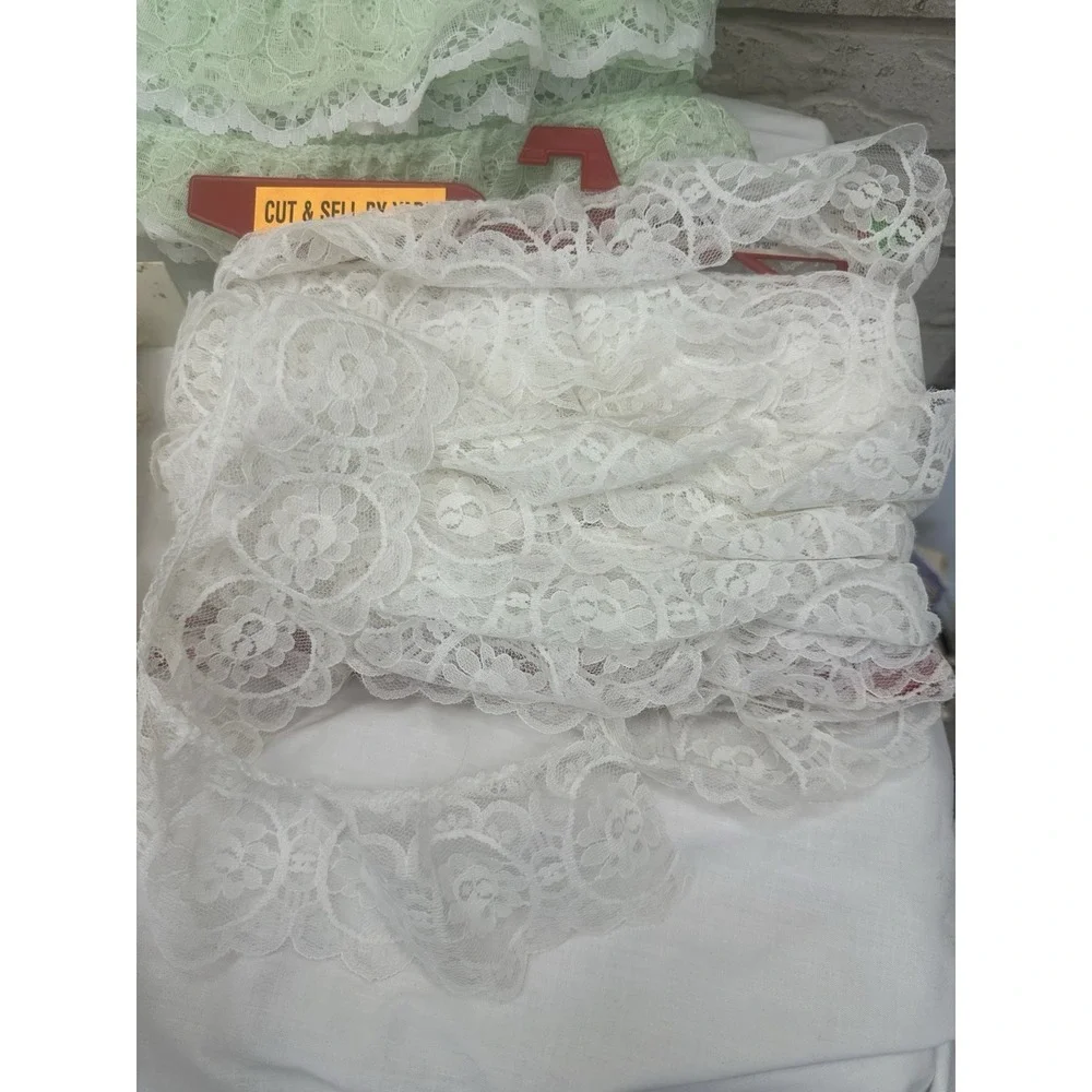 Lot 3 Vintage Lace Trim Eyelet Ruffle Sewing Craft Bulk Double Layer 30-40 Yards